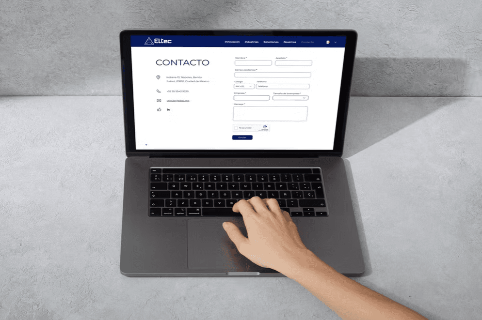 Pantalla del sitio web de Eltec