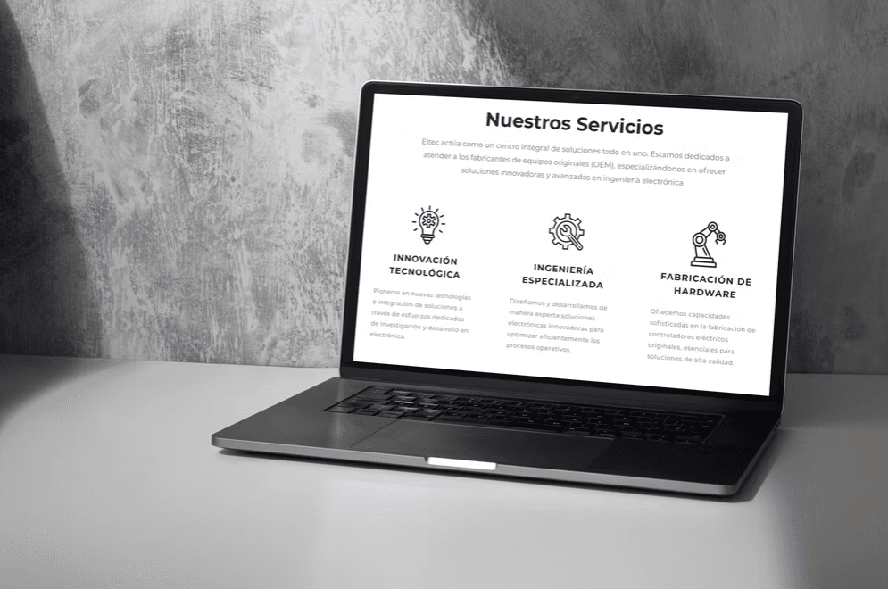 Pantalla del sitio web de Eltec