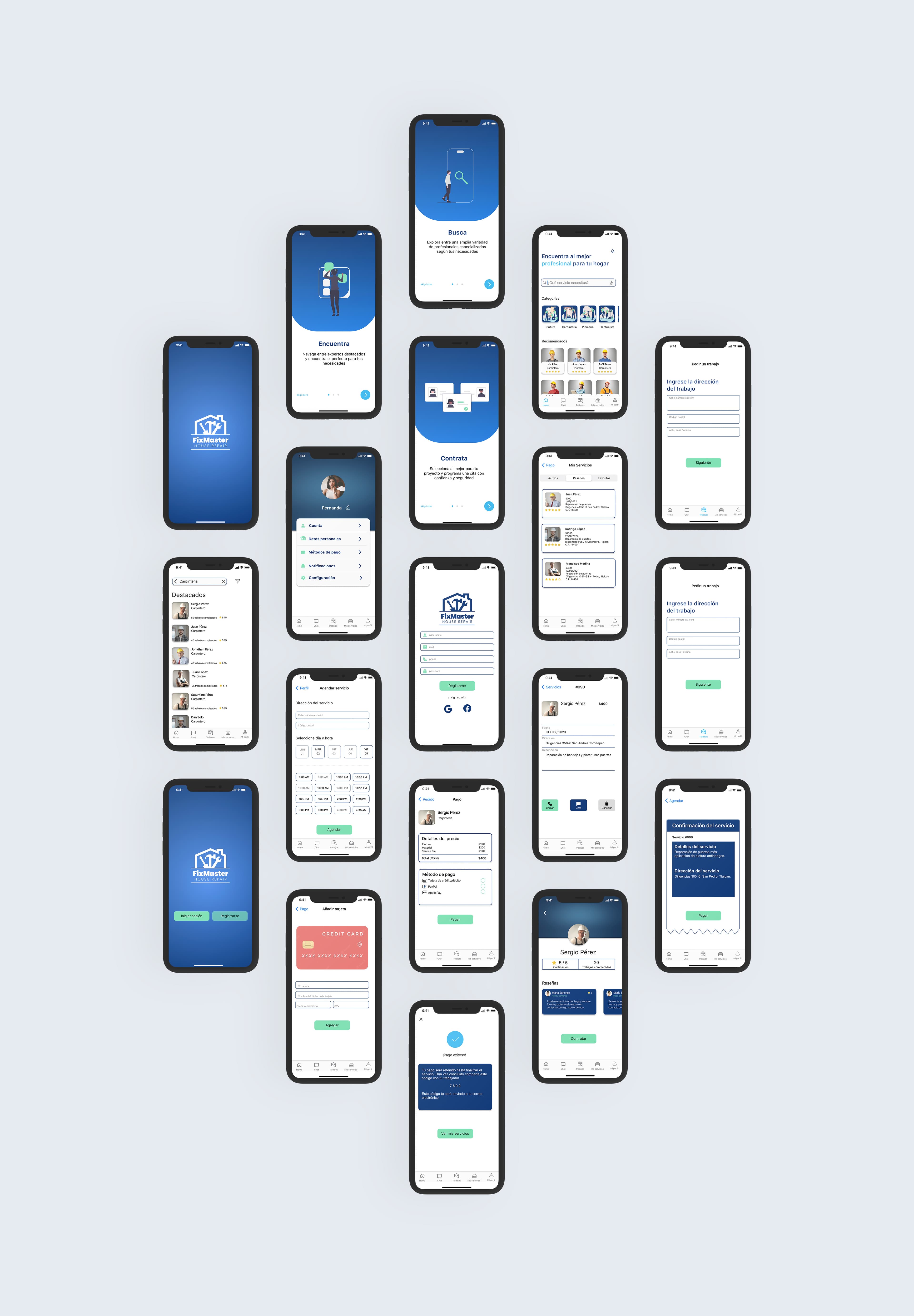 Pantallas de la app FixMaster