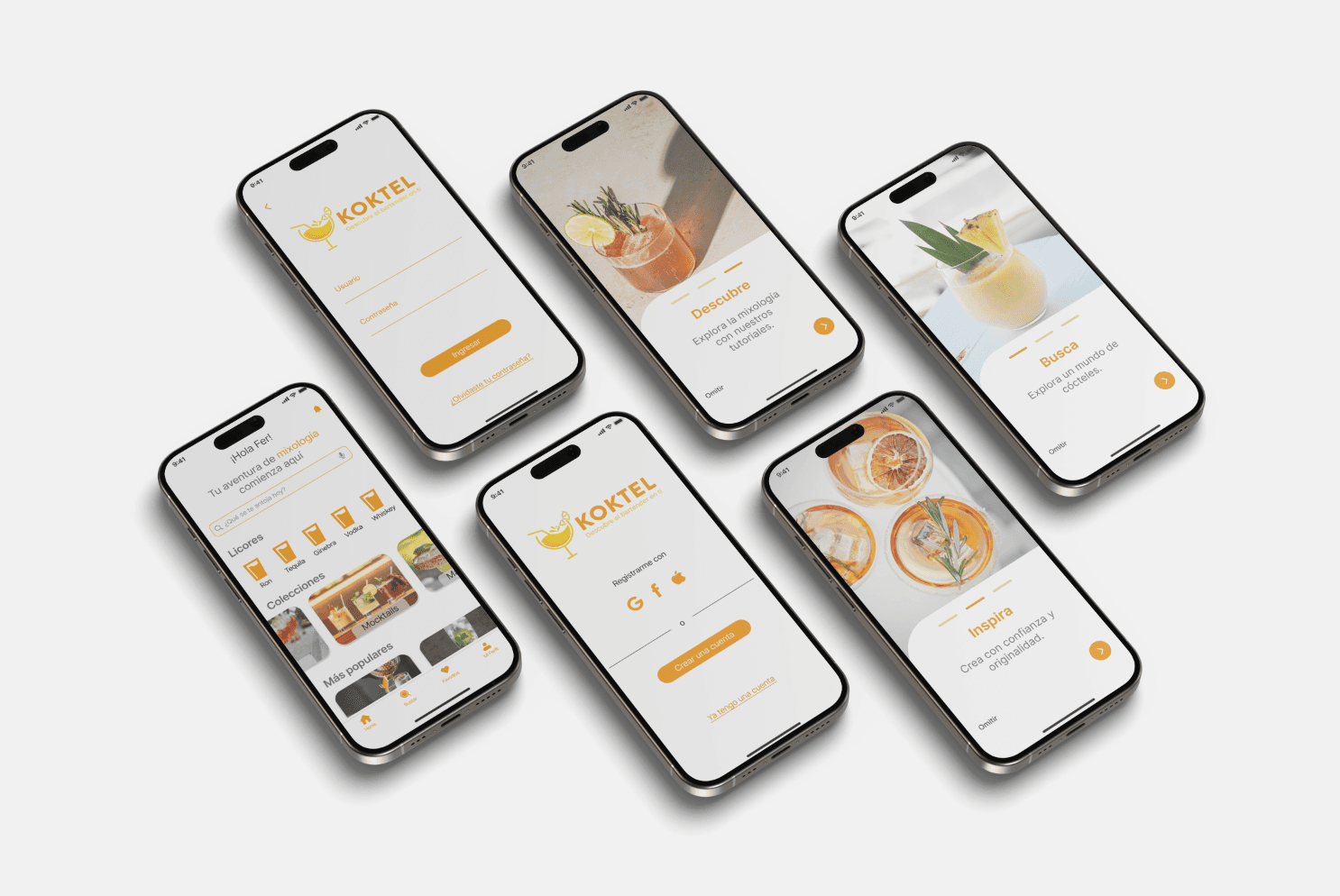 Pantalla de la app Koktel