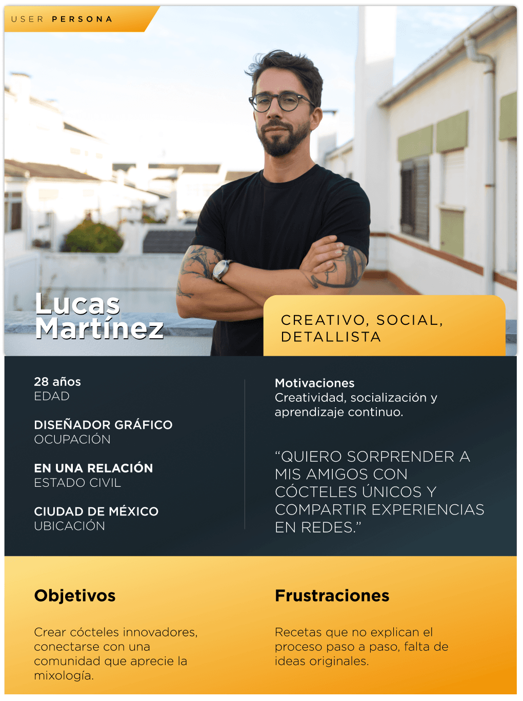 User Persona: Lucas Martínez — Creativo, social, detallista